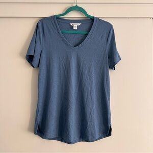 Athleta Blue Short Sleeve V-Neck Tee